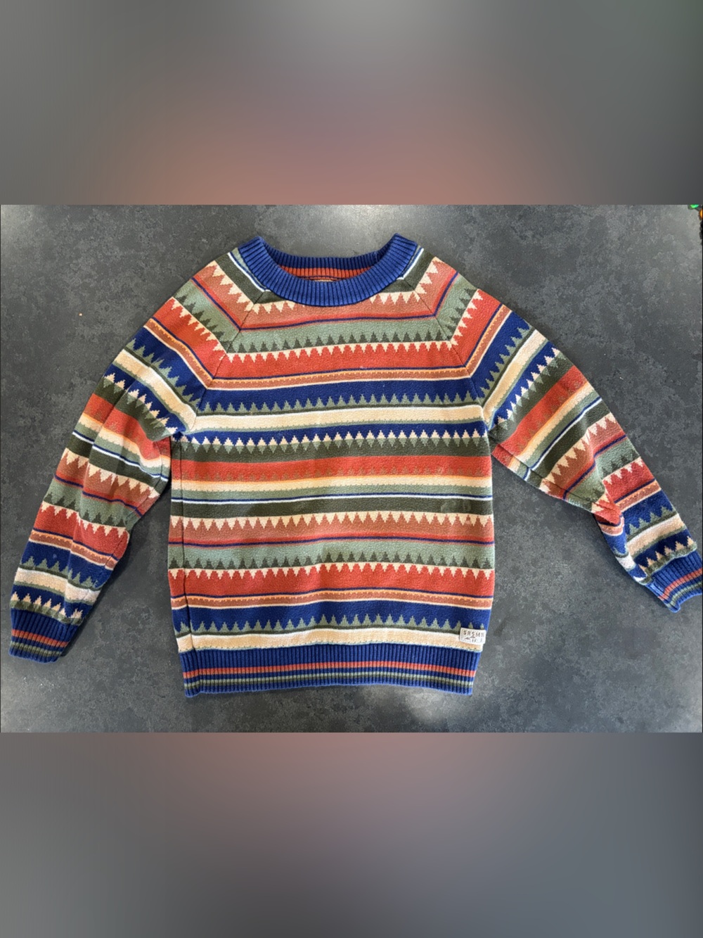 Multicolor Geometric Stripe Crewneck Sweater - Souris Mini